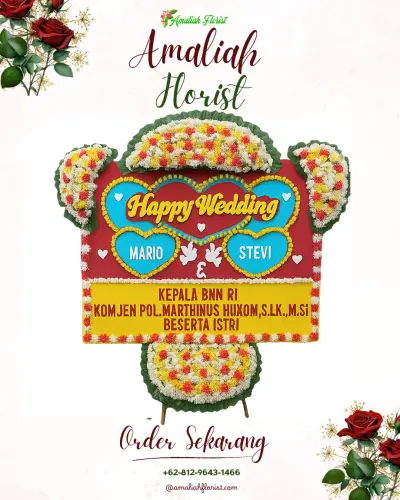 Karangan Papan Bunga Pernikahan di Majau